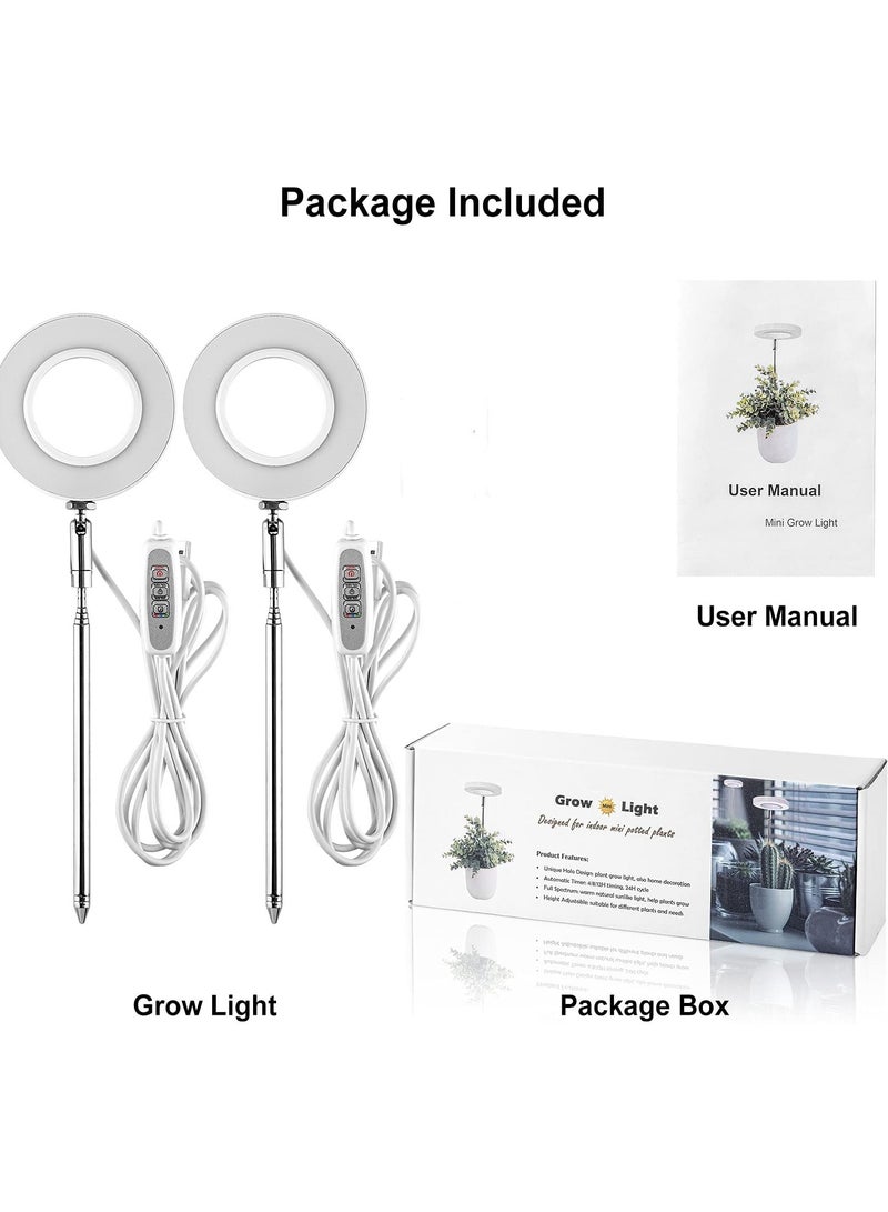 SOLARAE 2 Pcs Grow Lights for Indoor Plants, Height Adjustable Plant Growing Lamp with Auto On/Off Timer, Full Spectrum LED Plant Light with 4 Dimmable Brightness for Small Plants - Image 5