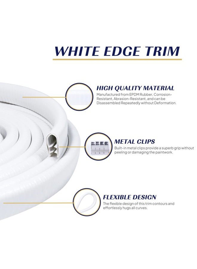 Goldwheel Edge Trim U-Channel Automotive Rubber Trim 1/2" X 3/8" - Fit Gap 3/64"to1/4" Car Door Edge Seal with Steel, Rubber Weather Stripping, Car Door Edge Guards Metal Edge Protector (White/20Ft) - Image 3