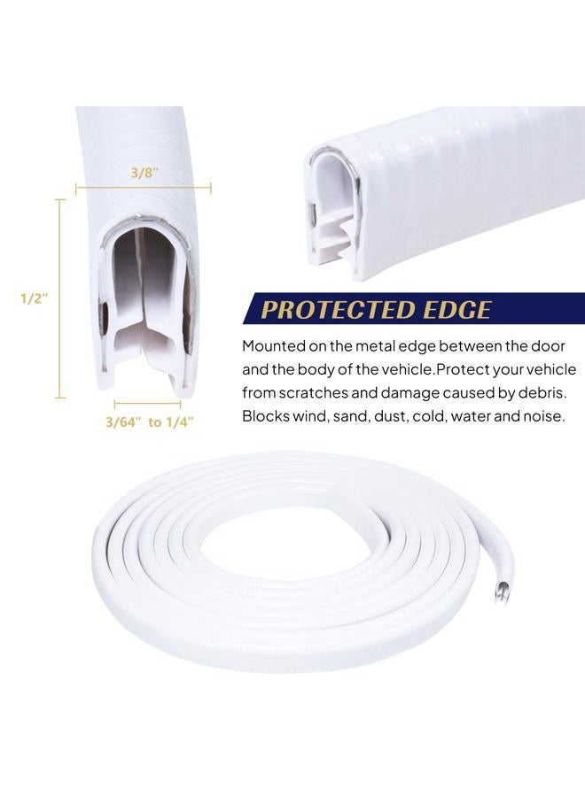 Goldwheel Edge Trim U-Channel Automotive Rubber Trim 1/2" X 3/8" - Fit Gap 3/64"to1/4" Car Door Edge Seal with Steel, Rubber Weather Stripping, Car Door Edge Guards Metal Edge Protector (White/20Ft) - Image 2