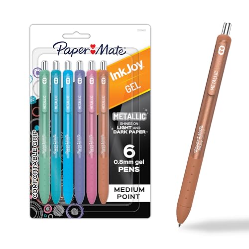 Paper Mate InkJoy Gel Pens, Metallic Pens, Retractable, Medium Point, (0.8mm) Assorted Colors, 6 Count - Image 1