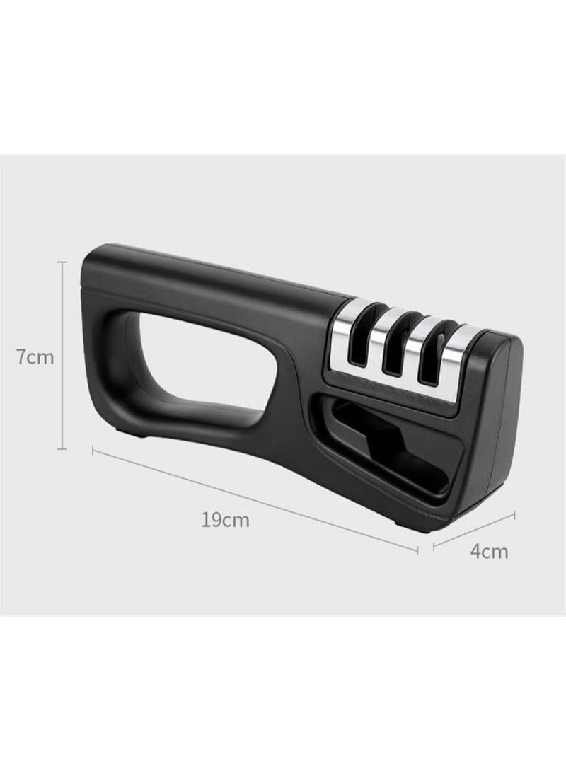 YelaJoy 3 Stage Kitchen Knife Sharpener with Non-Slip Base, Professional Manual Blade Sharpening Tool, Restore Repair Dull Blades, Safe Knife Sharpeners for Household Kitchen Knives, Easy to Operate, Black - Image 4
