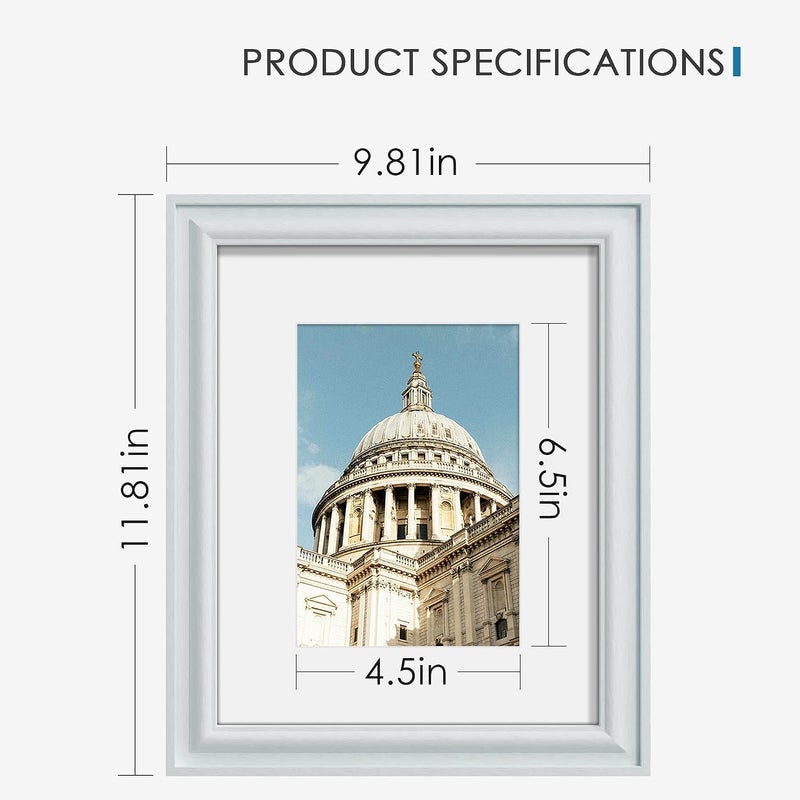 PEALSN 8x10 Picture Frame Set of 6, Display Pictures 5 x 7 with Mat or 8 x 10 without Mat, Wall Gallery Photo Frames for Wall Mounting or Tabletop Display, Blue - Image 3