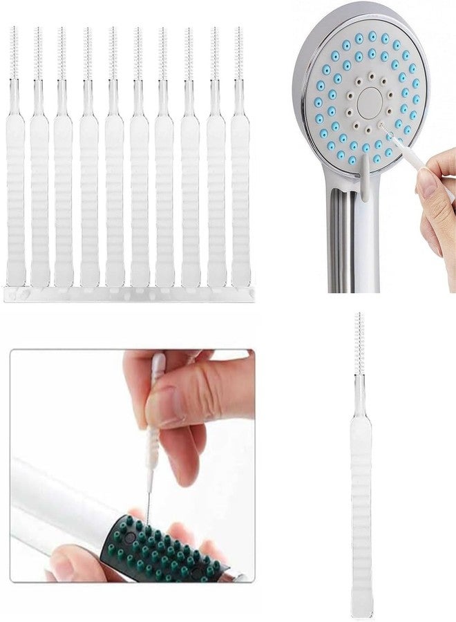 Feora9X Polypropylene Handle FEORA 20 PCS Shower Nozzle Gap Hole Cleaning Brush Pin Brush Shower Head Cleaning Tools Anti Clogging Cleaner Keyboard Mobile Speakers Brush's Bathroom Supplies, White - Image 1