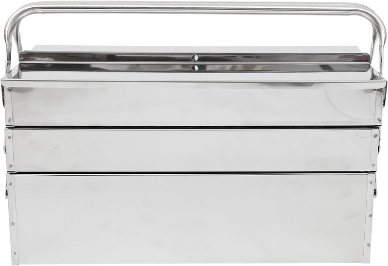 Stainless Steel Folding Toolbox, 3-layer Large Capacity Metal Storage Box for Household Tools, Portable Handheld Tool Case for Home and Workshop Organization - Image 1