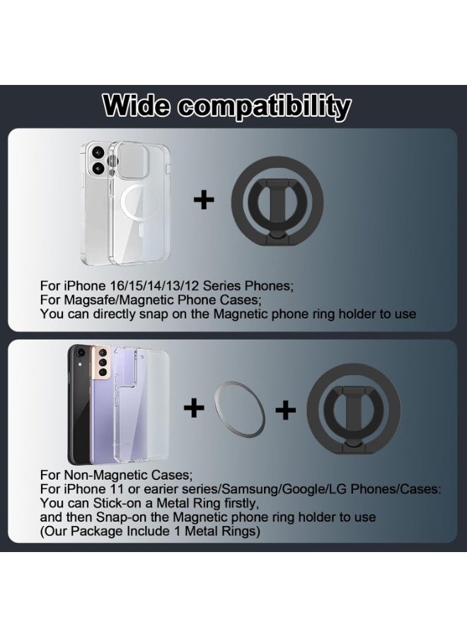 Magnetic Phone Ring Holder for MagSafe, Ring Stand, Finger Grip, Kickstand, 360° Rotating, Adjustable, Removable, Compatible with iPhone 17, 16, 15, 14, 13, 12 (Pro, Pro Max, Mini, Plus), Samsung, and Android MagSafe Accessories - Image 4