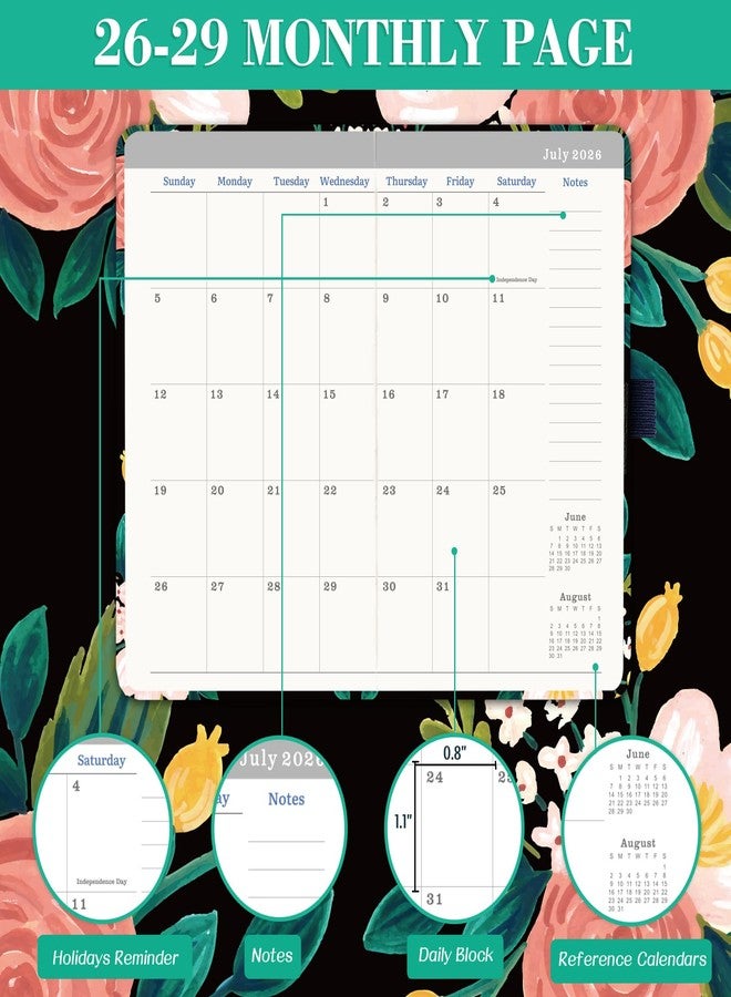 Feteulo 2026-2029 Monthly Pocket Planner/Calendar - Jul. 2026 - Jun. 2029 (36 Months), 3 Year Monthly Planner, 3.8" x 6.4", Monthly Planner 2026-2029 with Pen Loop, 2 Book Marks,Back Pocket - Image 4