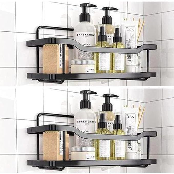 Copelle Self-Adhesive Multipurpose Wall Mounted Bathroom Shelves | Space-Saving Storage Organizer Racks | Stylish Wall Stand for Home, Office Use (Black-Pack of 1) (1) - Image 5