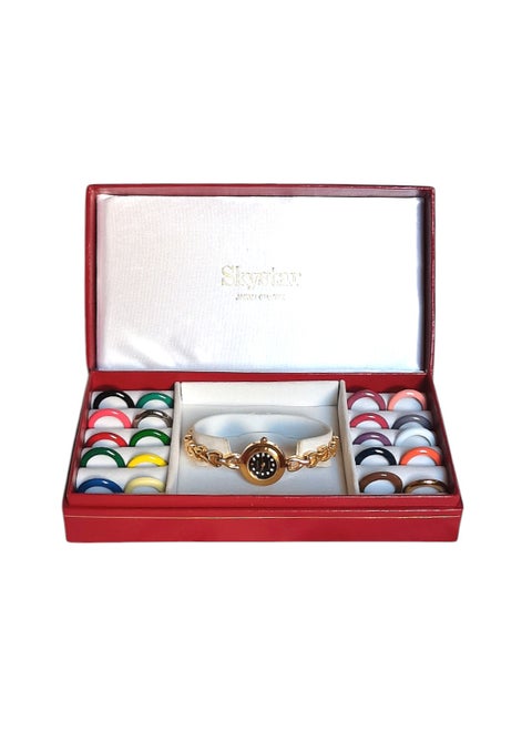 Skystar Wrist Watch With Golden Metal Band and 20 Multicolored Interchangeable Dials