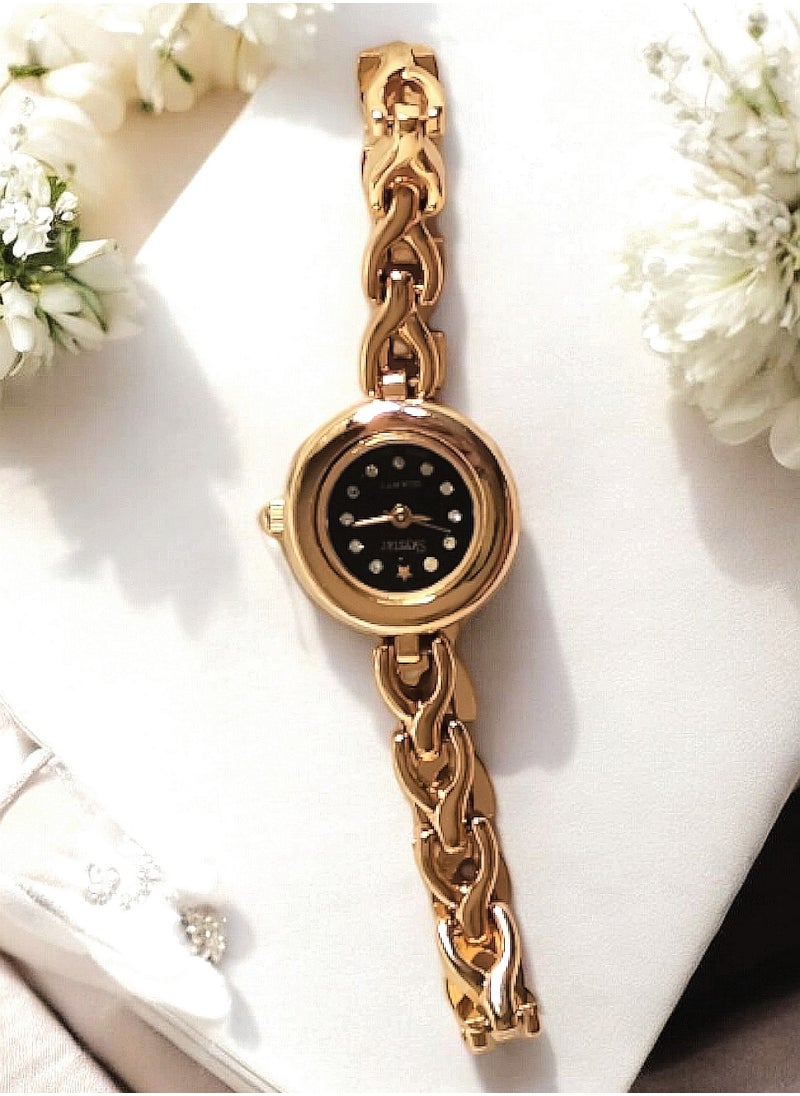 QUARTZ - Skystar Wrist Watch With Golden Metal Band and 20 Multicolored Interchangeable Dials - Image 1