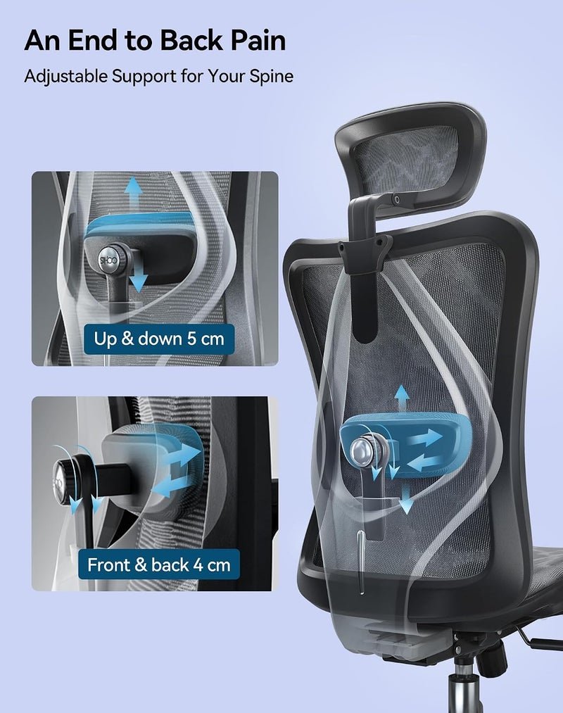 SIHOO M57 Gaming Office Chair,Ergonomic Chair with 3 Way Armrests Lumbar Support and Adjustable Headrest High Back Tilt Function(White) - Image 4