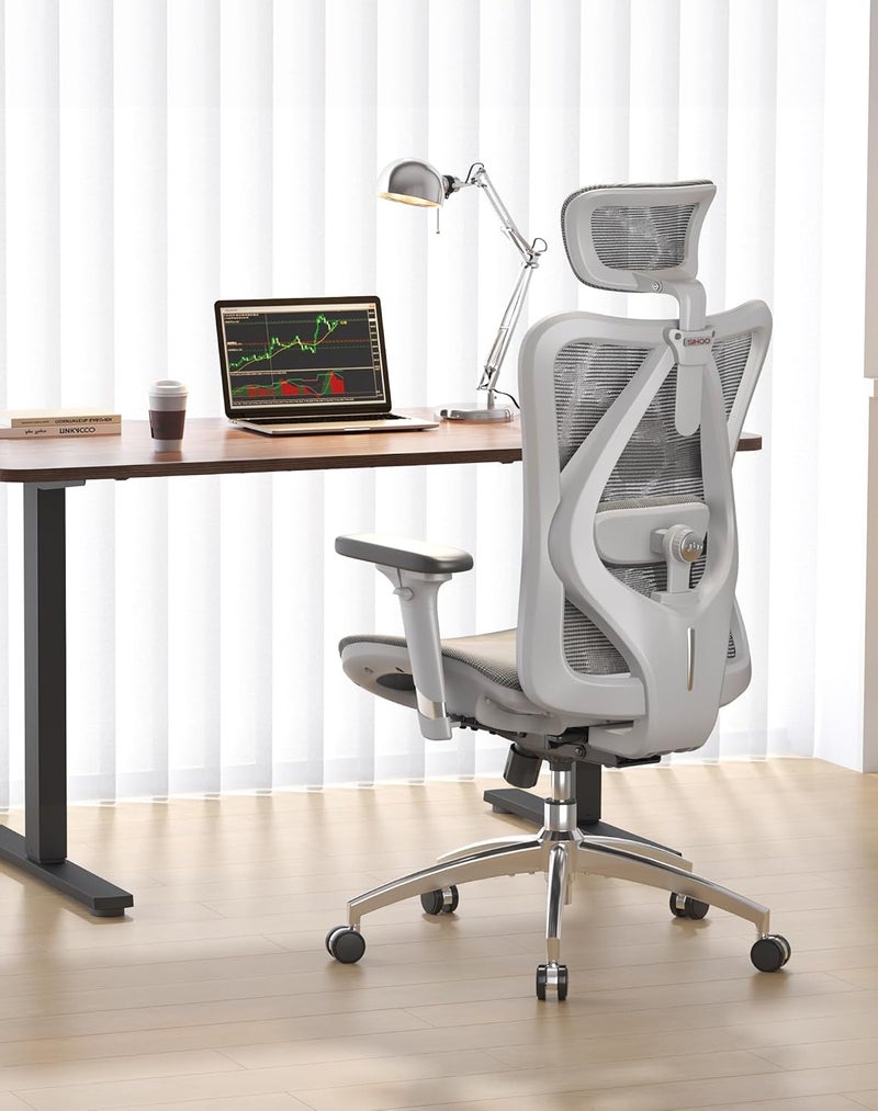 SIHOO M57 Gaming Office Chair,Ergonomic Chair with 3 Way Armrests Lumbar Support and Adjustable Headrest High Back Tilt Function(White) - Image 1