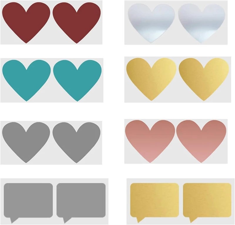 200 PCS 70x80mm Scratch Off Sticker Love Heart Gold Grey for Adhesive Stickers Party Activity(70x80mm Red) - Image 1