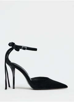 Zara Velvet effect stiletto heel shoes with bow  - Image 1