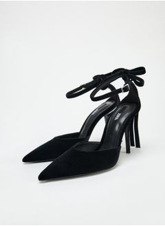 Zara Velvet effect stiletto heel shoes with bow  - Image 2