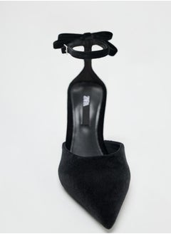 Zara Velvet effect stiletto heel shoes with bow  - Image 3