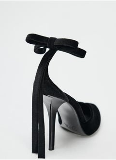 Zara Velvet effect stiletto heel shoes with bow  - Image 4