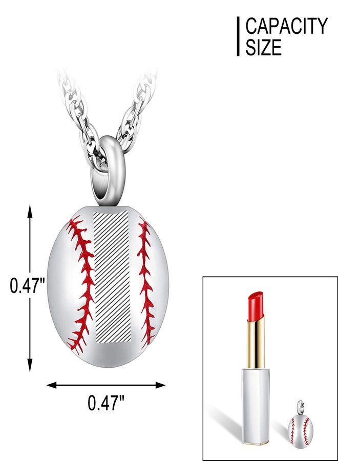 abooxiu Baseball Urn Necklace for Ashes Stainless Steel Cremation Jewelry Memorial Pendant Keepsake Human Ashes Holder Men Women-Silver - Image 2