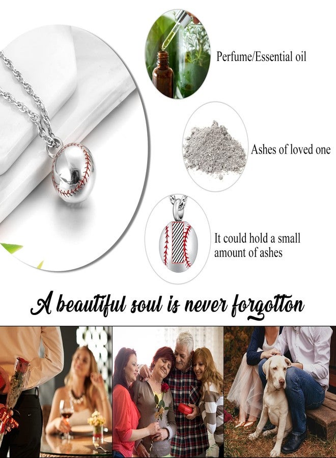 abooxiu Baseball Urn Necklace for Ashes Stainless Steel Cremation Jewelry Memorial Pendant Keepsake Human Ashes Holder Men Women-Silver - Image 5