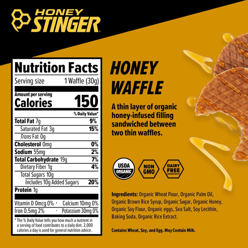 Honey Stinger Organic Honey Waffle, Energy Stroopwafel for Exercise, Endurance and Performance, Sports Nutrition for Home & Gym, Pre and Post Workout, Box of 16 Waffles, 16.96 Ounce (Pack of 16) - Image 3