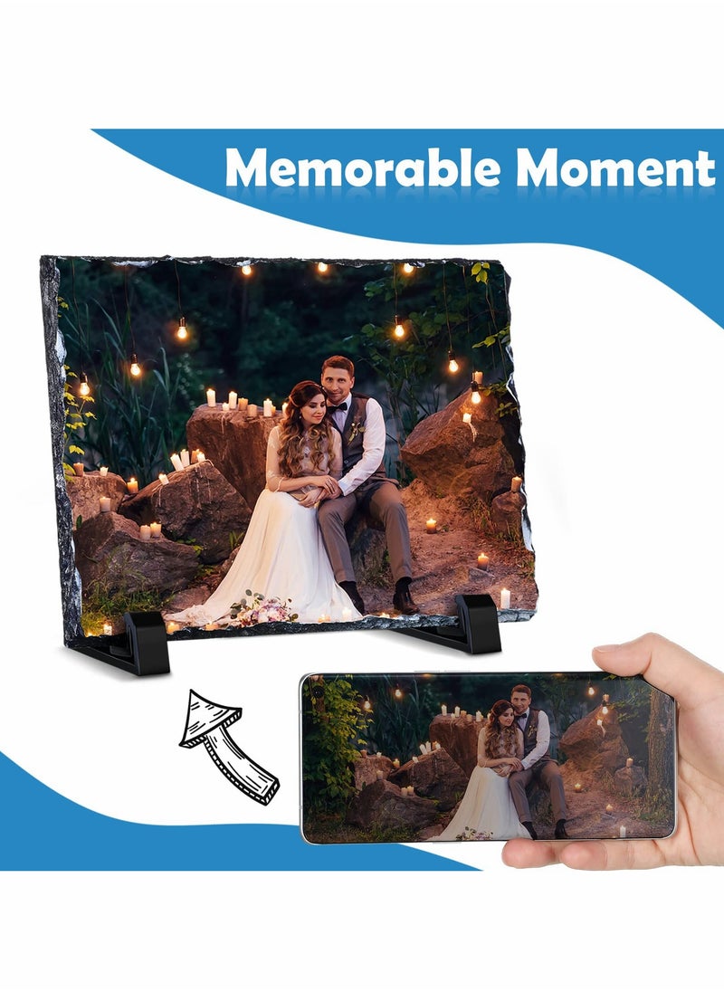 Generic - Sublimation Blank Slate Rock Stone Photo Frame, Thermal Transfer Stone Slab Rectangular Photo Frame with Display Stand for Heat Press (2 Pcs, 3.9 x 5.9 Inches) - Image 1
