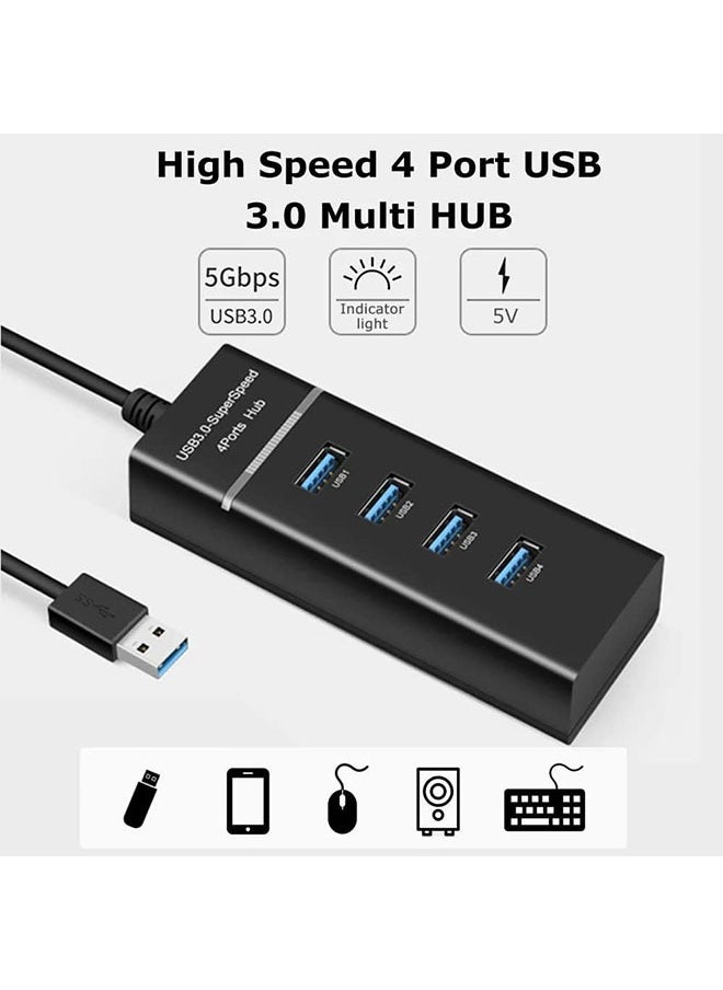 داريو - محور USB 3.0 مع 4 منافذ توسيع متعددة لجهاز الكمبيوتر المكتبي واللاب توب، سرعة عالية تصل إلى 5Gbps، كابل بطول 30 سم مع مؤشر LED وحماية بالصمام لحماية جميع الأجهزة - Image 1