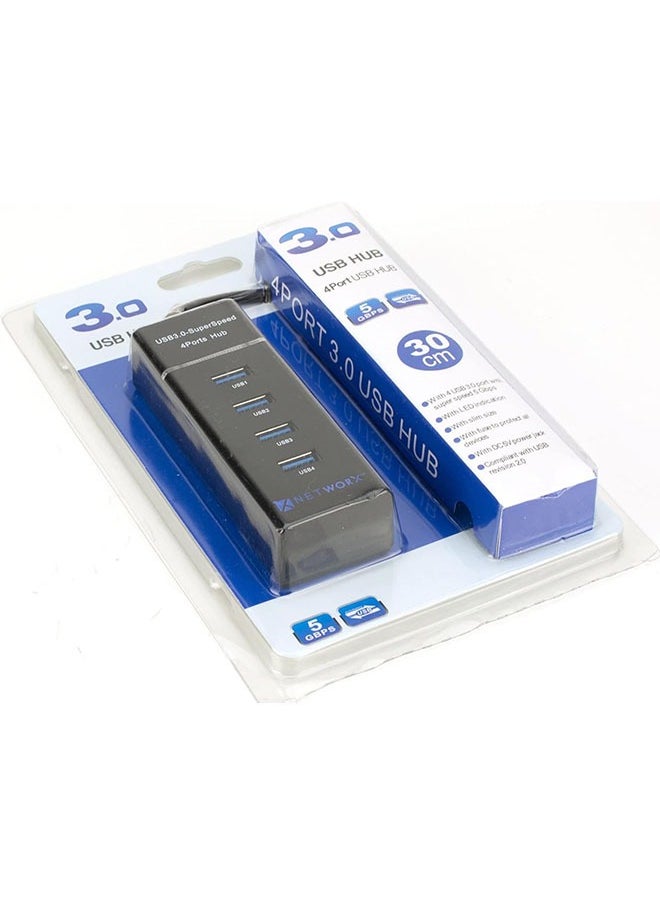 داريو - محور USB 3.0 مع 4 منافذ توسيع متعددة لجهاز الكمبيوتر المكتبي واللاب توب، سرعة عالية تصل إلى 5Gbps، كابل بطول 30 سم مع مؤشر LED وحماية بالصمام لحماية جميع الأجهزة - Image 1