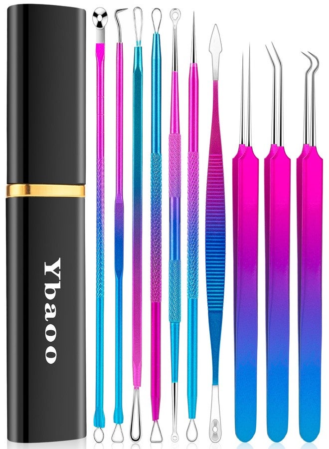 Ybaoo Pimple Popper Tool Kit - Ybaoo 10 Pcs Blackhead Remover Comedone Extractor Kit with Metal Case for Quick and Easy Removal of Blackheads, Zit Removing, Facial and Nose(Colorful) - Image 1