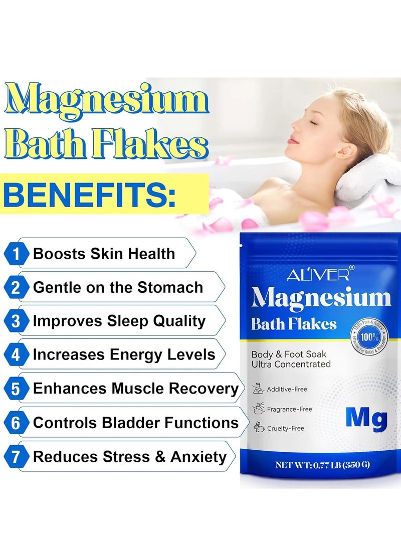 ALIVER رقائق ملح الاستحمام بالمغنيسيوم 350 جرام - ملح استحمام مغنيسيوم طبيعي لتخفيف الاسترخاء وتوتر العضلات - Image 5