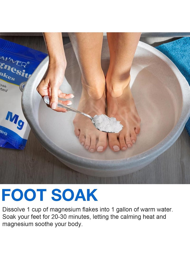 ALIVER رقائق ملح الاستحمام بالمغنيسيوم 350 جرام - ملح استحمام مغنيسيوم طبيعي لتخفيف الاسترخاء وتوتر العضلات - Image 3