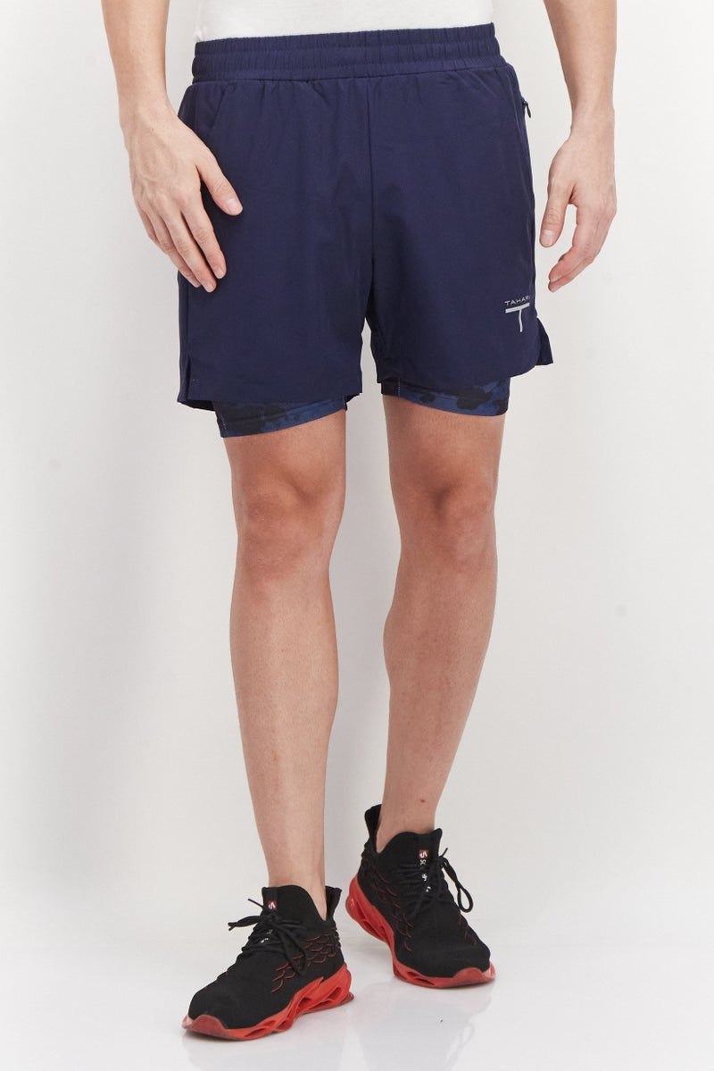 Tahari Sports Men Sportswear Fit Training Shorts, Navy Blue - Image 1