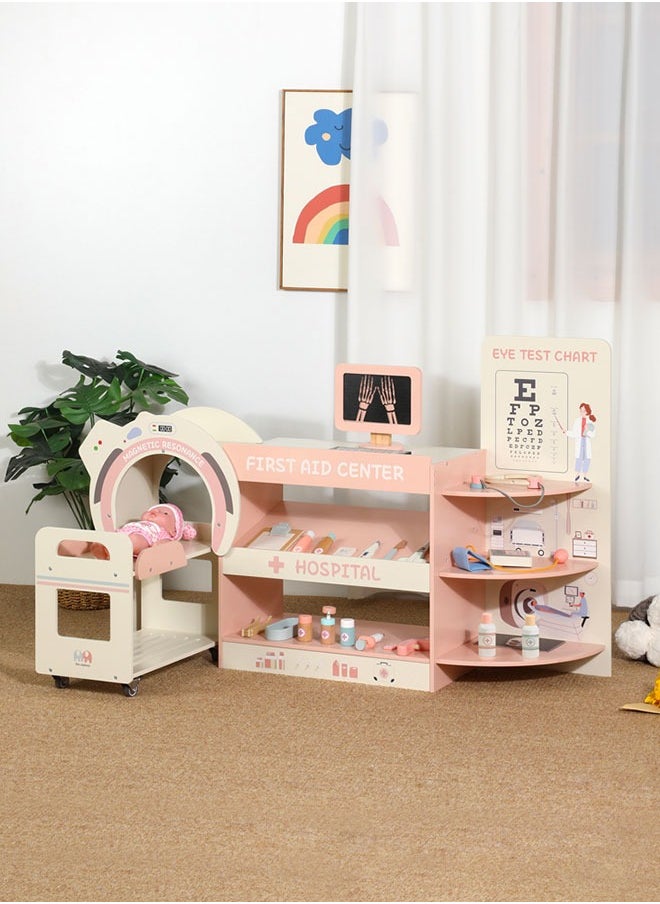 JSAITOYS Role Play Toys for Kids Simulation Emergency Center Children Pretend Doctor Set Educational First Aid Wooden Toy  - Image 1
