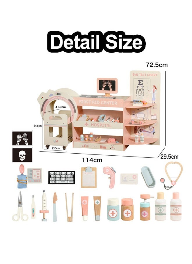 JSAITOYS Role Play Toys for Kids Simulation Emergency Center Children Pretend Doctor Set Educational First Aid Wooden Toy  - Image 2