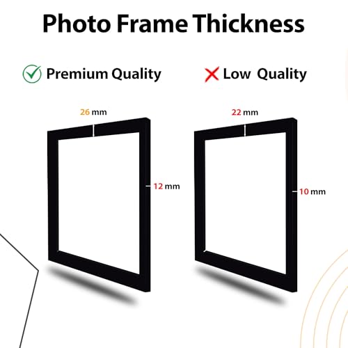 The Castle Decor Photo Frame Set of 16 – Premium Fiber Wall Hanging (3 Pcs 4x6 Inch, 2 Pcs 6x10 Inch, 4 Pcs 5x7 Inch, 3 Pcs 8x10 Inch, 4 Pcs 6x8 Inch, Black & Pine Wood Finish Mix) for Family Photos, Living Room & Office Decor - Image 4