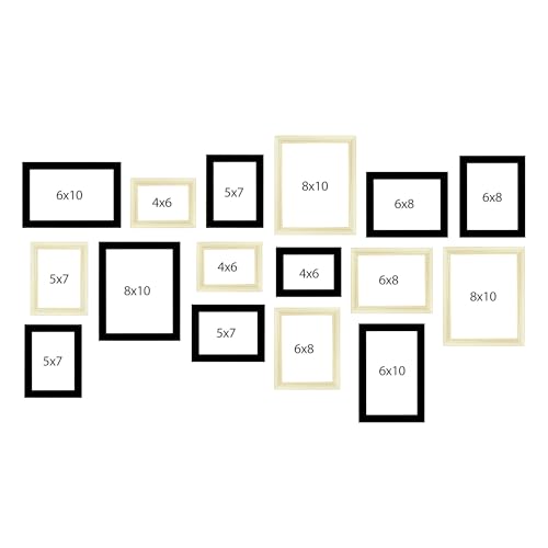 The Castle Decor Photo Frame Set of 16 – Premium Fiber Wall Hanging (3 Pcs 4x6 Inch, 2 Pcs 6x10 Inch, 4 Pcs 5x7 Inch, 3 Pcs 8x10 Inch, 4 Pcs 6x8 Inch, Black & Pine Wood Finish Mix) for Family Photos, Living Room & Office Decor - Image 3