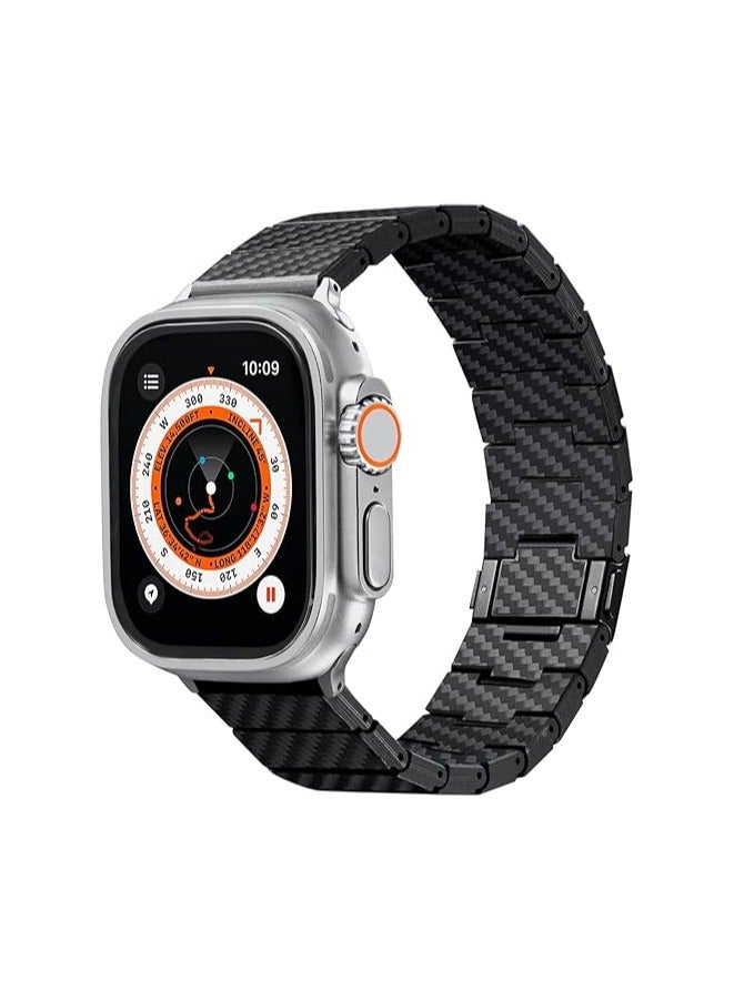 PITAKA PITAKA Apple Watch Band Compatible with Apple Ultra/SE/9/8/7/6/5/4/3/2/1, Adjustable with Aramid & 100% Carbon Fiber Apple Watch Band - Modern Black/Grey - Image 1