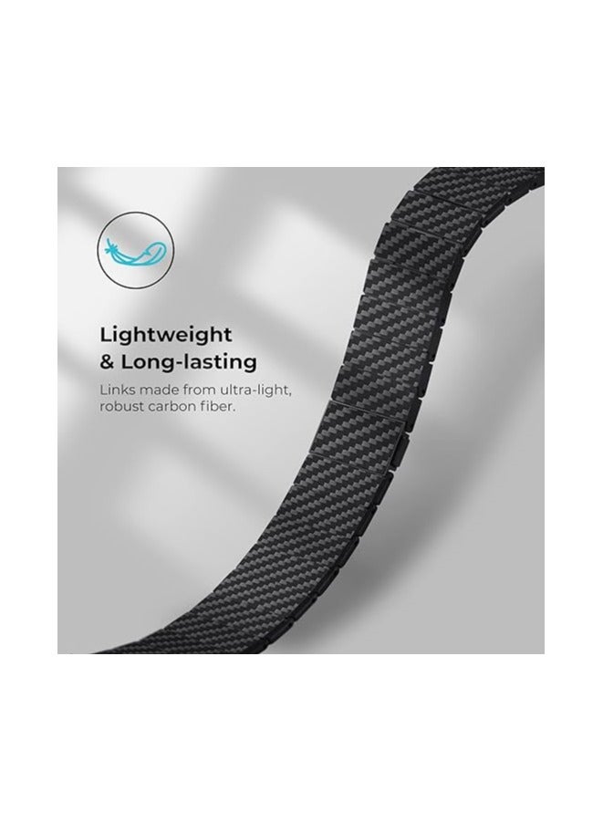PITAKA PITAKA Apple Watch Band Compatible with Apple Ultra/SE/9/8/7/6/5/4/3/2/1, Adjustable with Aramid & 100% Carbon Fiber Apple Watch Band - Modern Black/Grey - Image 2