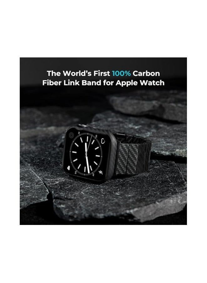 PITAKA PITAKA Apple Watch Band Compatible with Apple Ultra/SE/9/8/7/6/5/4/3/2/1, Adjustable with Aramid & 100% Carbon Fiber Apple Watch Band - Modern Black/Grey - Image 3