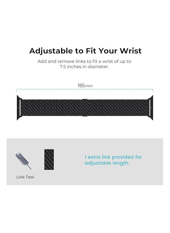 PITAKA PITAKA Apple Watch Band Compatible with Apple Ultra/SE/9/8/7/6/5/4/3/2/1, Adjustable with Aramid & 100% Carbon Fiber Apple Watch Band - Modern Black/Grey - Image 5