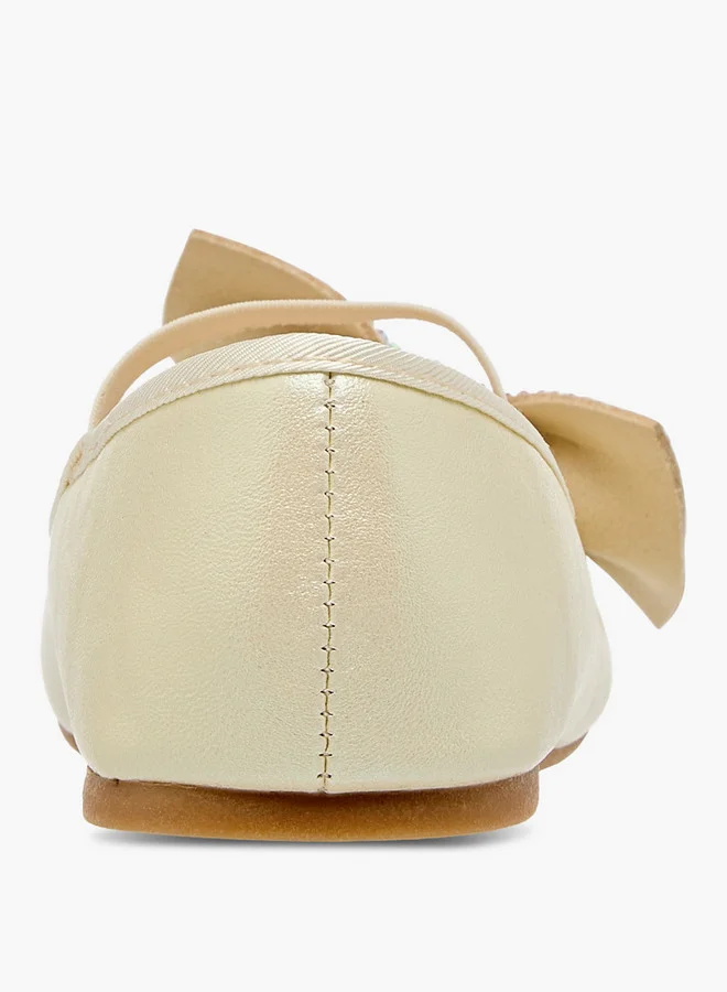 Flora Bella By Shoexpress Girls Bow Embellished Ballerina Shoes with Elasticated Strap