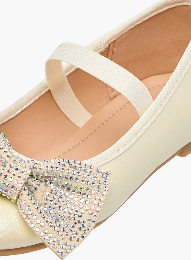 Flora Bella By Shoexpress Girls Bow Embellished Ballerina Shoes with Elasticated Strap