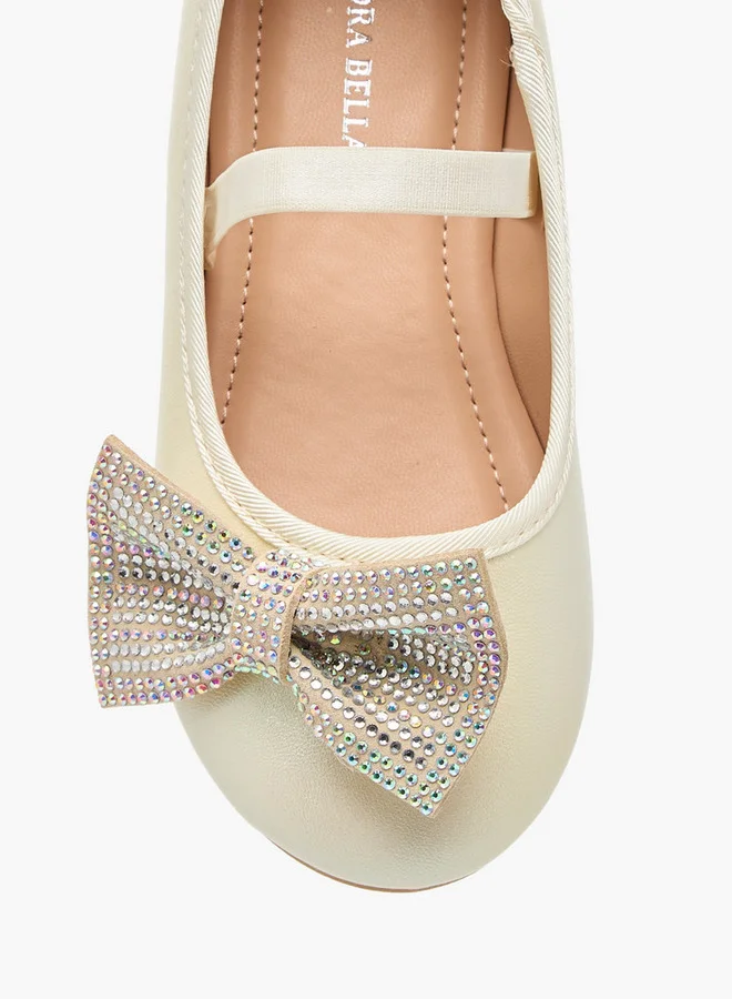 Flora Bella By Shoexpress Girls Bow Embellished Ballerina Shoes with Elasticated Strap