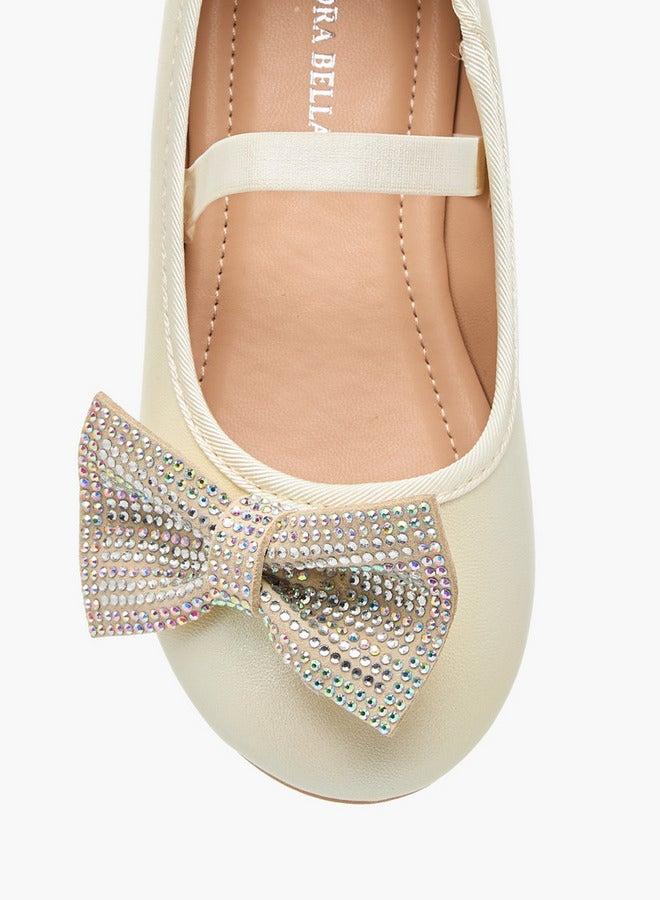 Flora Bella By Shoexpress Girls Bow Embellished Ballerina Shoes with Elasticated Strap - Image 4