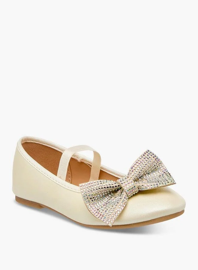 Flora Bella By Shoexpress Girls Bow Embellished Ballerina Shoes with Elasticated Strap