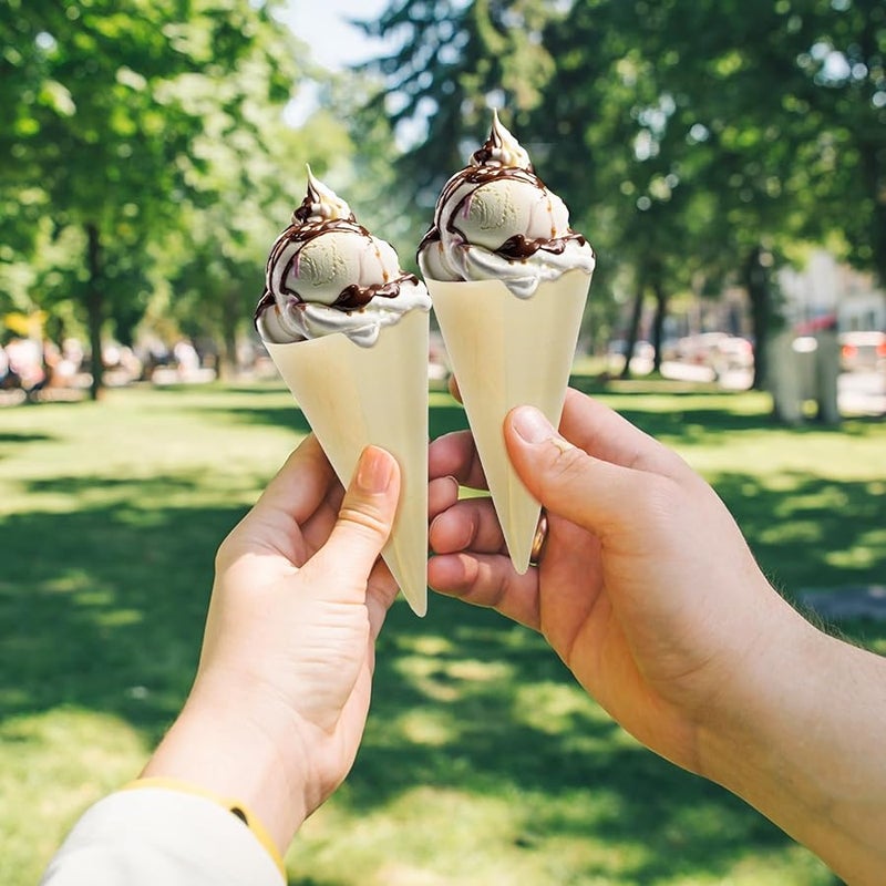 Disposable Wooden Tasting Cones For Ice Cream Desserts Parties Buffets - Image 5