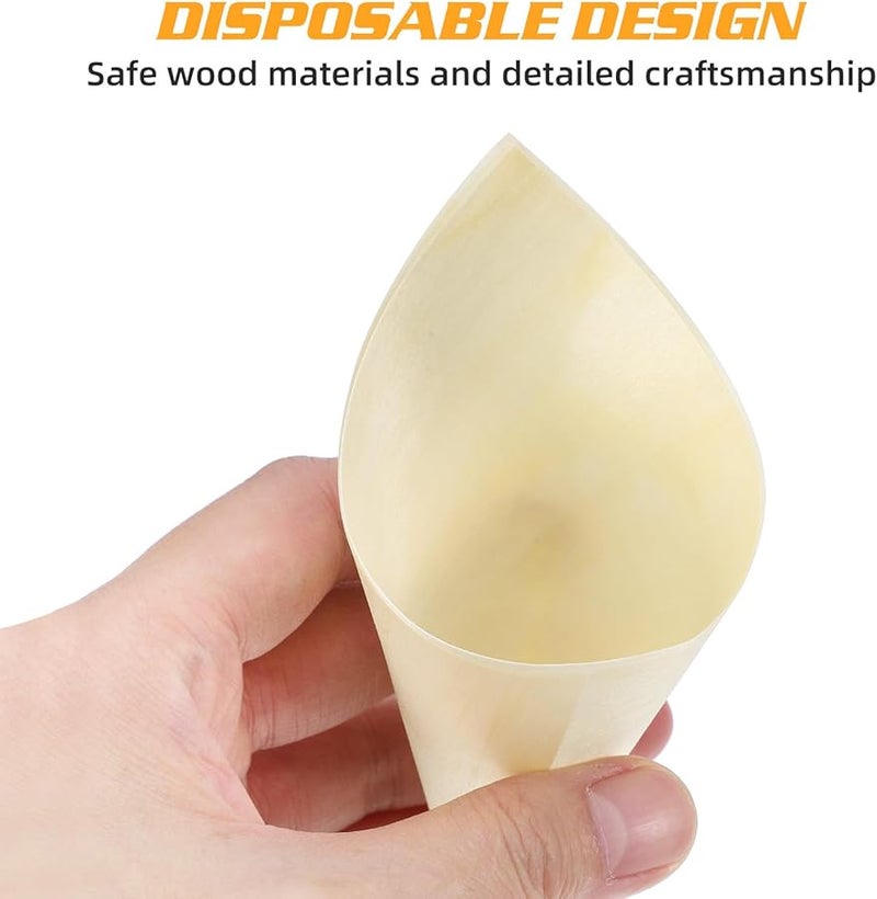 Disposable Wooden Tasting Cones For Ice Cream Desserts Parties Buffets - Image 3