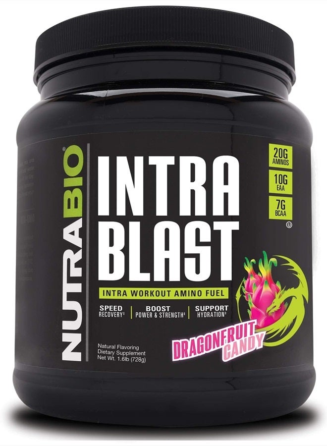 NutraBio Intra Blast - Advanced Electrolyte Performance Matrix - Amino Acid, EAA/BCAA Formula - Non-GMO, Gluten Free, Intra and Pre Workout Powder - 30 Servings - Dragonfruit Candy - Image 1