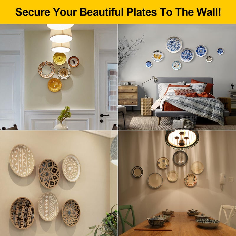 Fozite Decorative Plate Hangers for The Wall â€“ 3 Sizes of 6/8/10 Inch Plate Hangers for Display with 4 Pack Wall Hooks, Invisible Wire Heavy Duty Plate Holders for Displaying or Picture Hanging - Image 5