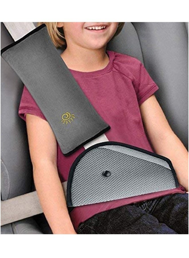 Seat Belt Adjuster and Seatbelt Pillow for Kids Travel, Neck Support Headrest Cover Child,Car Strap Cushion Pads Children Baby Adult - Image 1