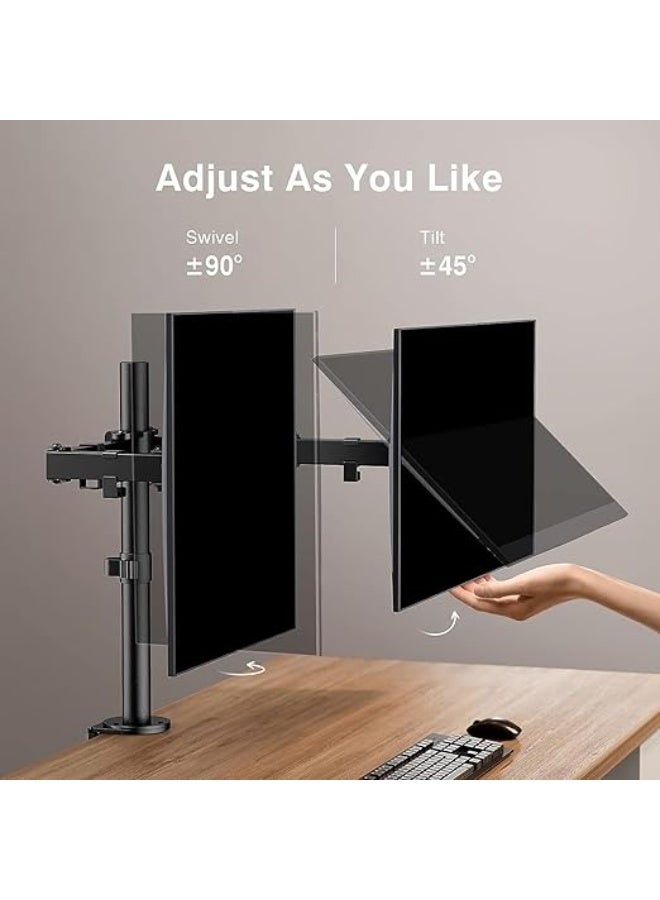 Dual Adjustable Monitor Arm for Desktop – Dual Monitor Stand for 13-27 Inch Monitors – Sturdy Computer Monitor Stand for Offices - Image 4