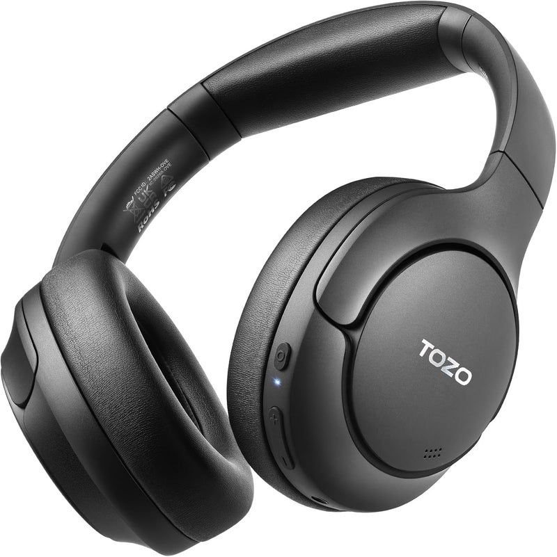 TOZO HT2 Hybrid Active Noise Cancelling Headphones - Wireless Over Ear Bluetooth with 60H Playtime, Hi-Res Audio, Custom EQ, Deep Bass, Comfort Fit Ear Cups - Black - Image 1